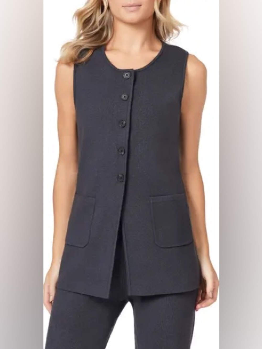 Scotch & Soda Women's Longline Sweater Vest in a structured tri-blend fabric.